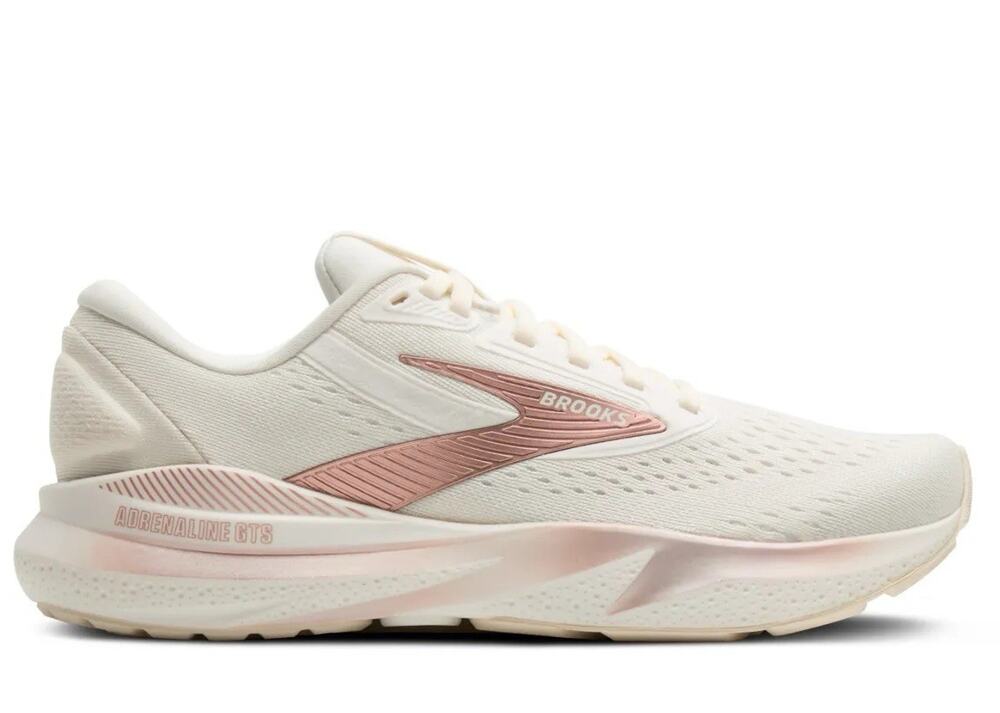 Women's Brooks Adrenaline GTS 24, Cream/Rose Gold/White, 6.5 Medium B